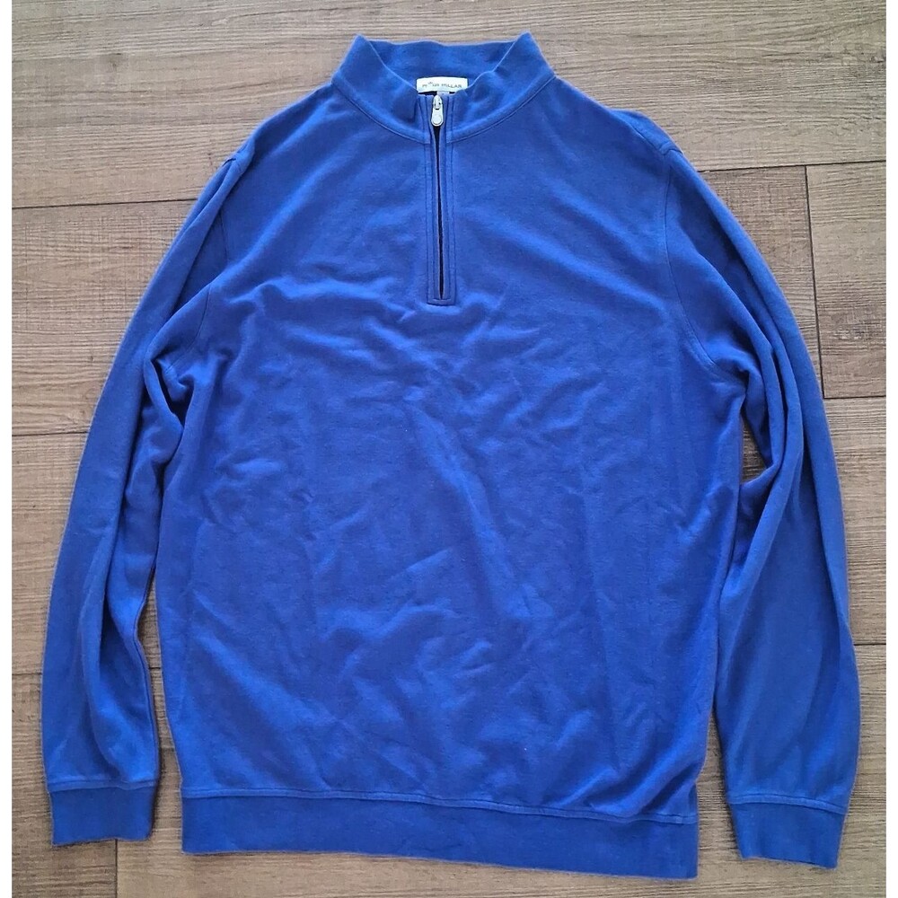 Peter Millar Crown Comfort Quarter Zip Pullover Blue Men's L Modal Cotton